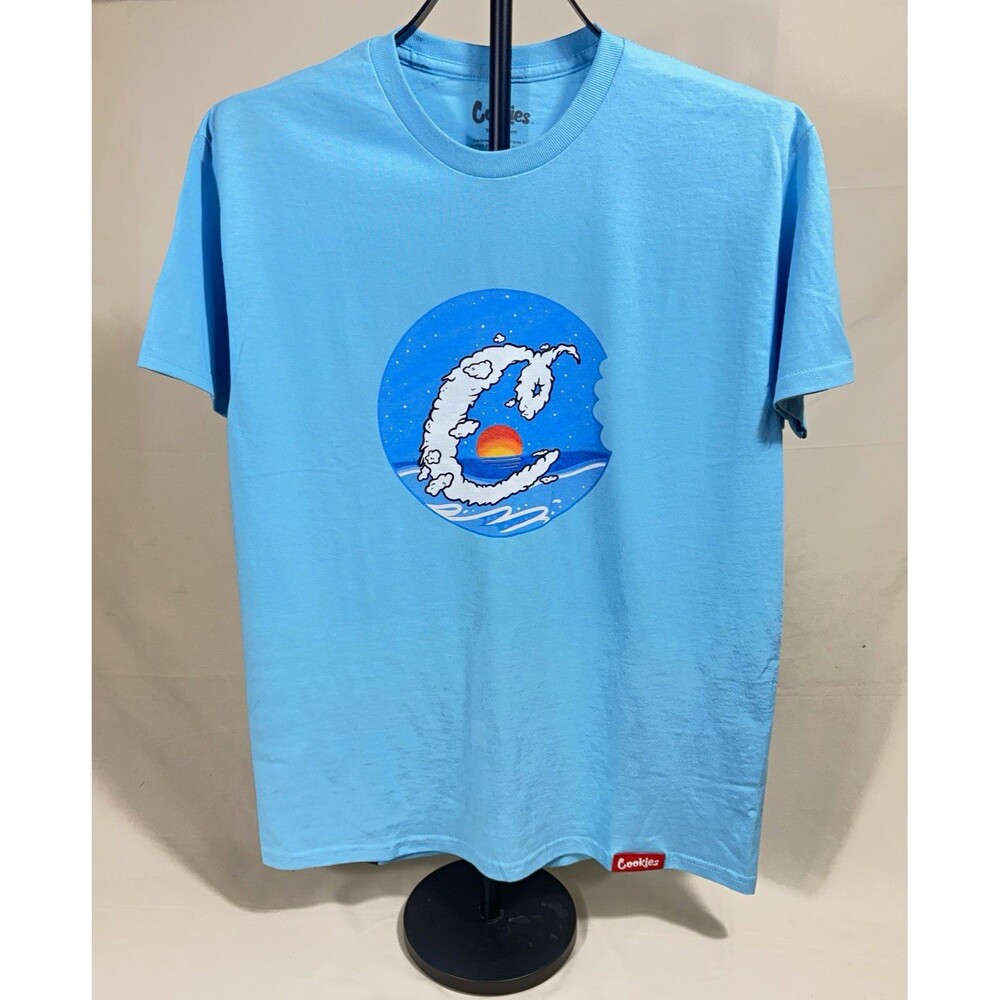 NWOT Cookies Mens M Blue Cotton Graphic Logo Crew Neck Short Sleeve T-Shirt